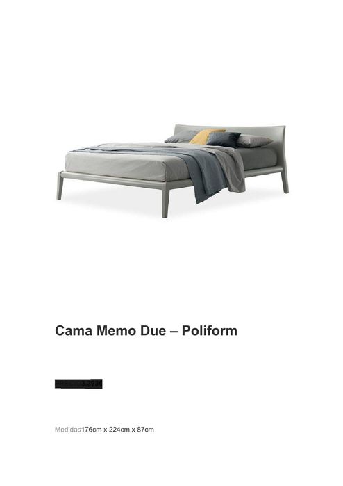Cama Memo Due - Poliform, cor cinzenta