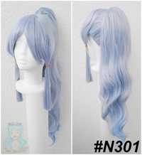 Ayaka Genshin Impact błękitna niebieska peruka z kitką cosplay wig
