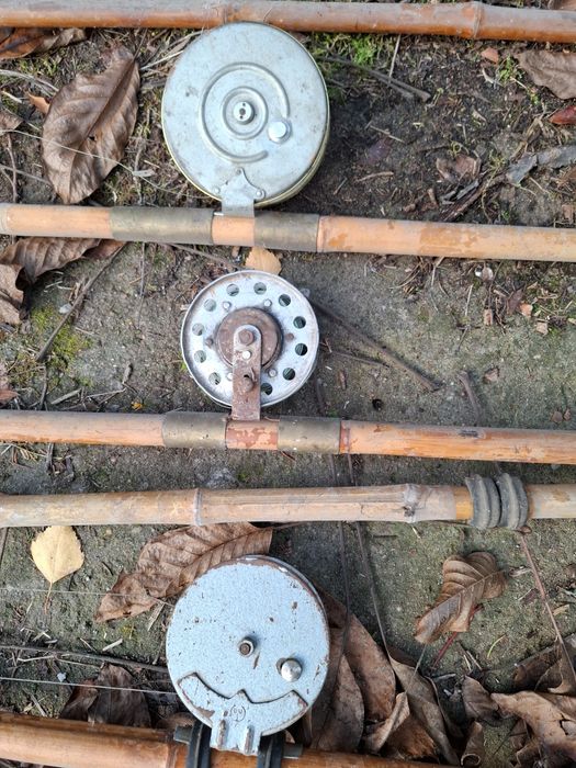 Wędki bambusowe z kołowrotkiem