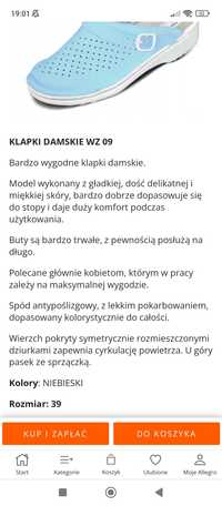 nowe klapki damskie wygodne wytrzymałe r 38 i 39 dwie pary