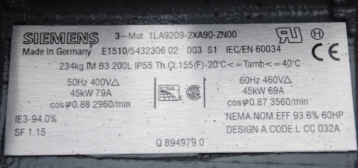 Silnik elektryczny 45kw. 2960obr./min.. SIEMENS