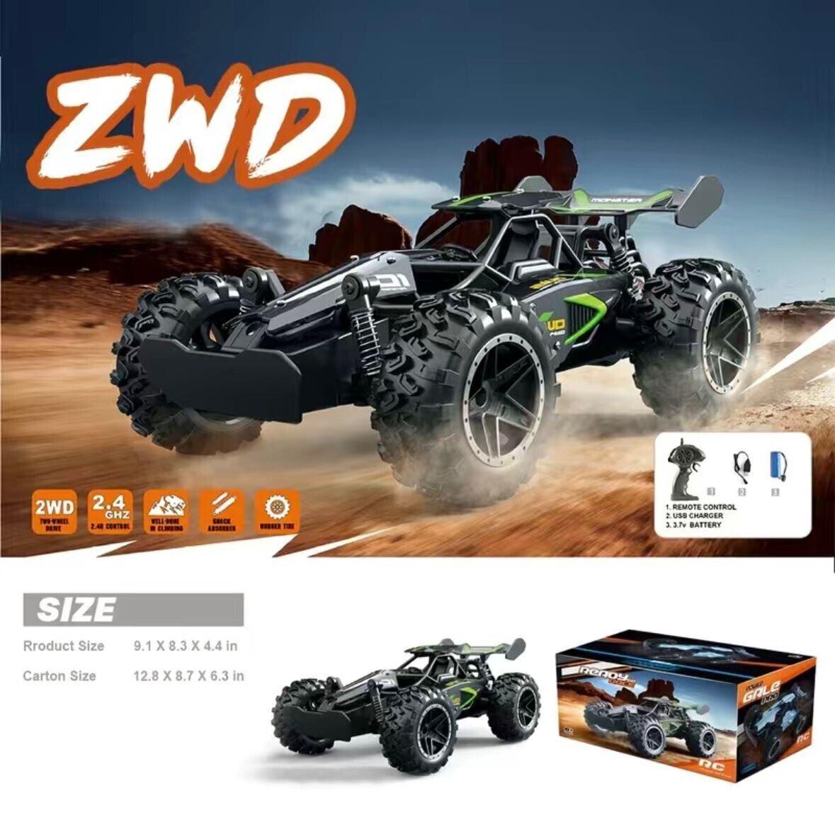 Samochód zdalnie sterowany 1/18 HotDeer Desert Buggy