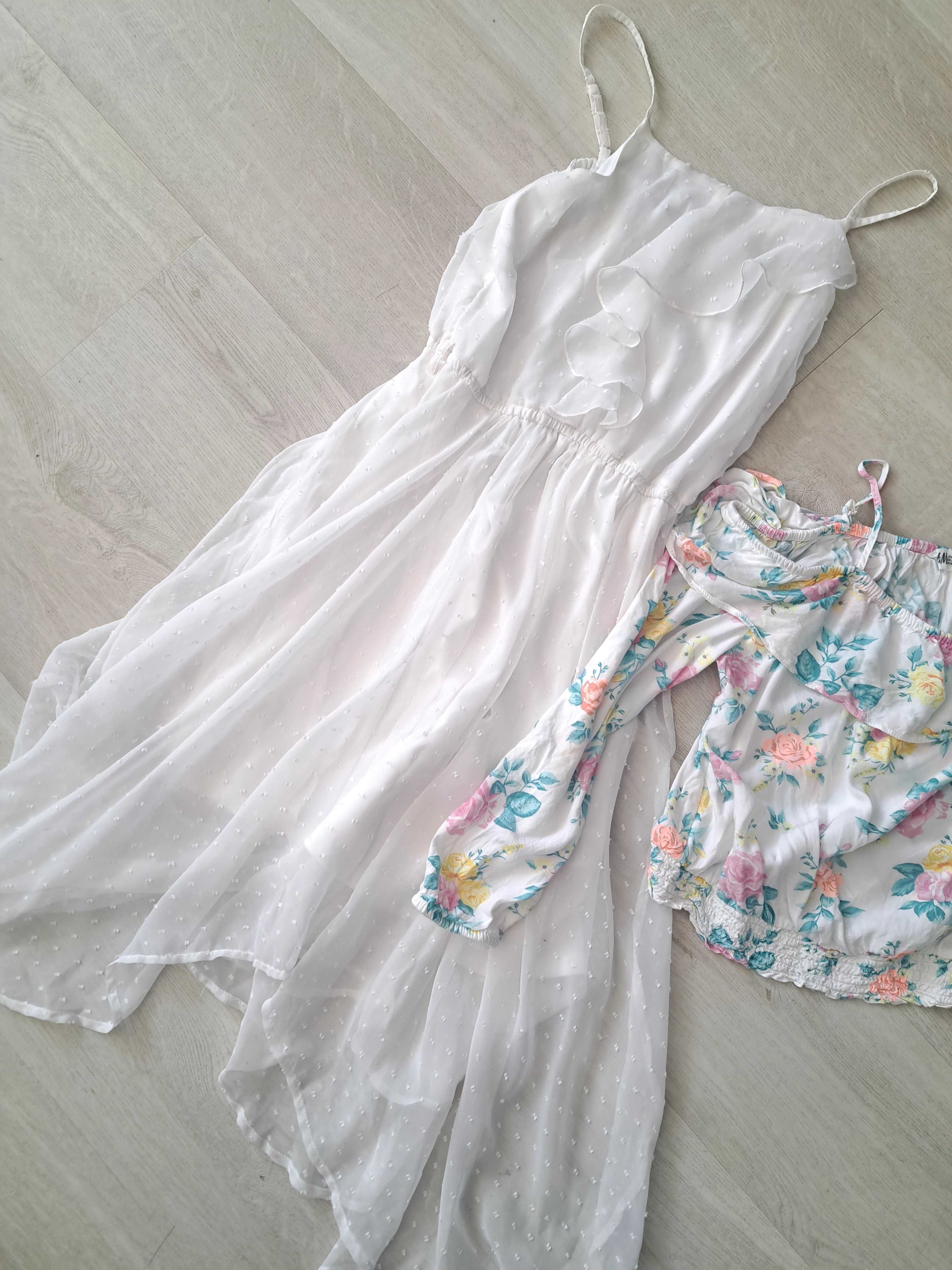Sukienka Lindex biała 158 i bluzeczka h&m 158