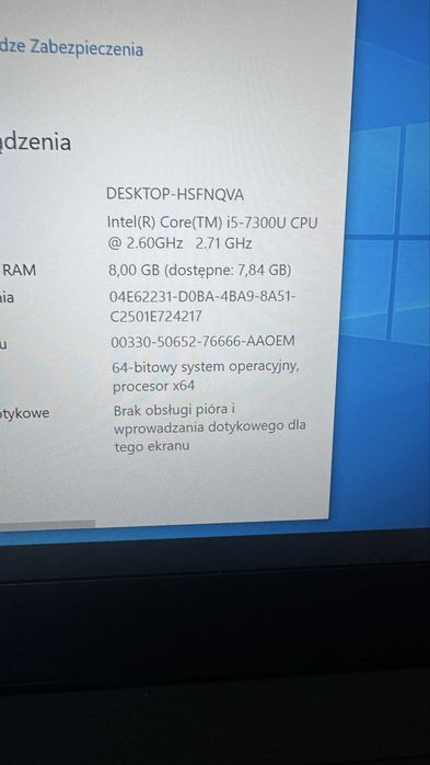 Lenovo T470 i5 8gb 256nvme 14 fh Ips 2 baterie podaw klawi wifi Win