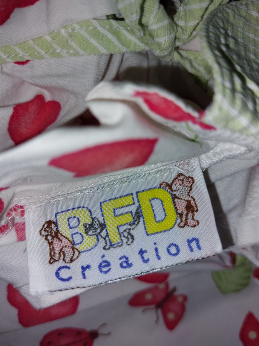 Sukienka letnia z kołnierzykiem biała BFD Creation 86 cm