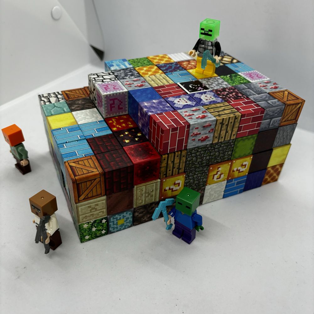 200ШТ + 4 фігурки Магнітний Конструктор майнкрафт Minecraft блоки лава