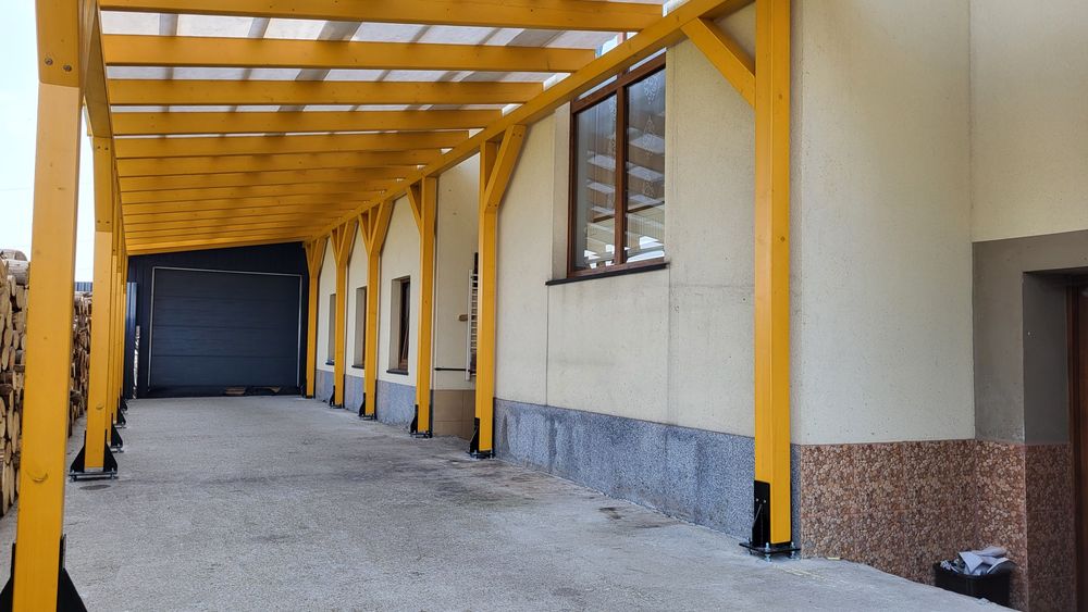 Wiata Zadaszenie krokiew poliweglan deska tarasowa  montaż