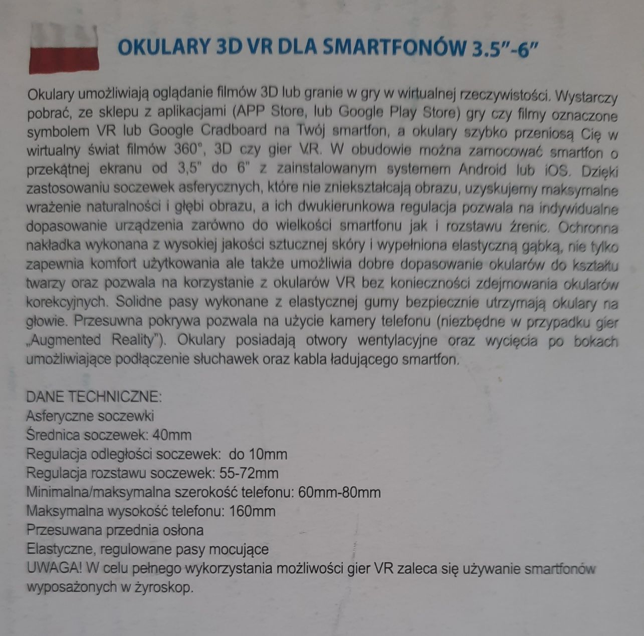 Okulary 3d dla smartfonów 3.5 " - 6"