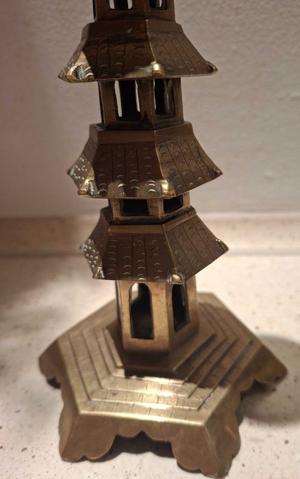Swieczniki pagoda mosiądz 70s