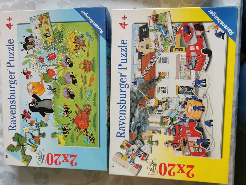 Ravensburger puzzle 4x 20 Krecik w ogrodzie straż pożarna układanki