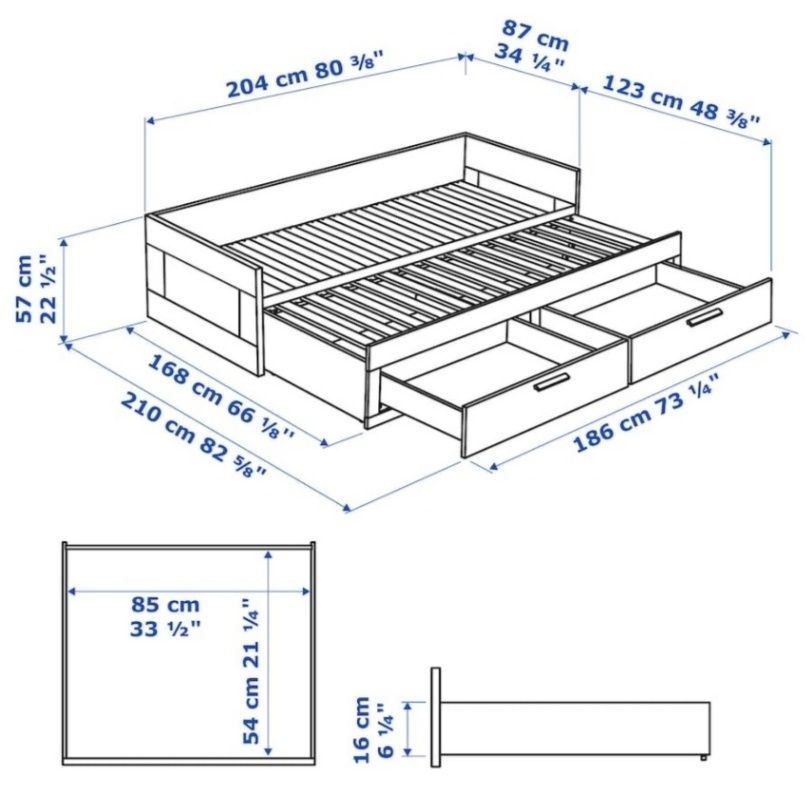 Cama IKEA individual/dupla com 2 gavetas