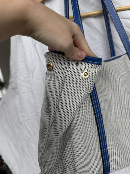 Duża torba tote z płótna z skórzanymi rączkami