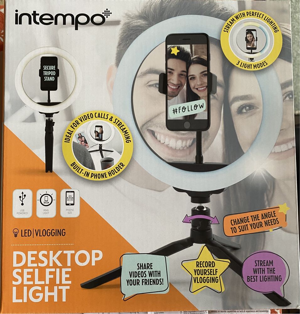 Lampa do zdjęć selfie, live, webinary uchwyt pilot stelaż