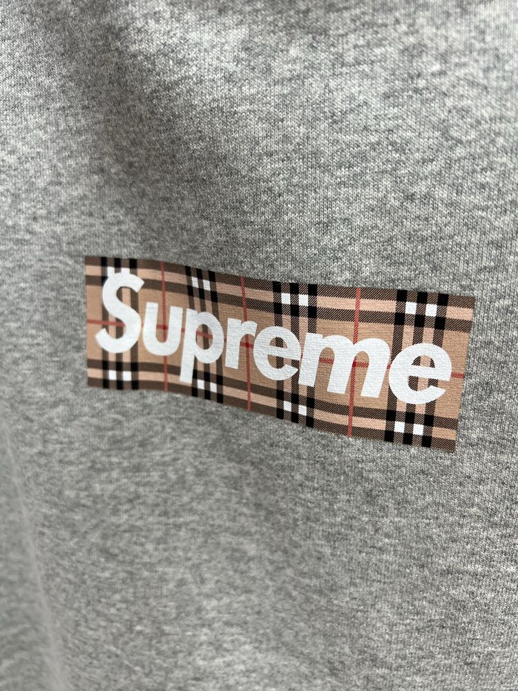 Худі Supreme Burberry Box Logo Grey / Brown