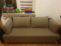 Kanapa sofa BRW rozkładana brązowo beżowa wenge 220x90