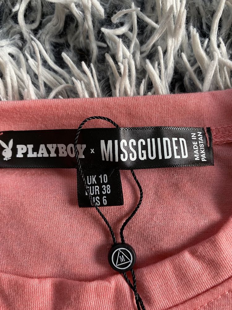 T-shirt koszulka podkoszulek różowa Missguided x Playboy