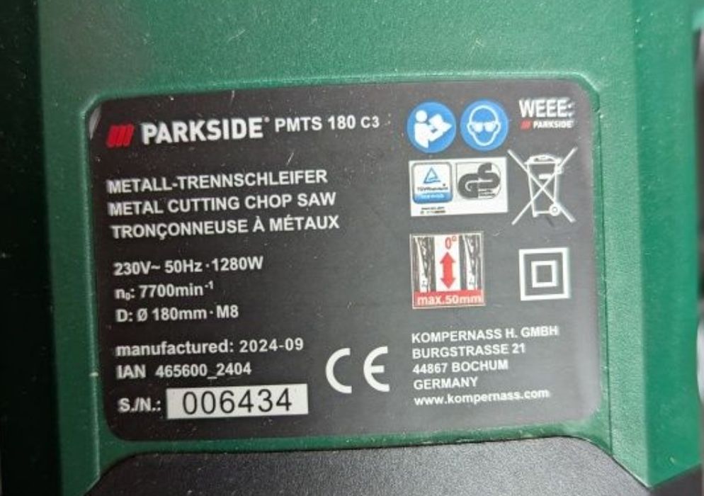 Торцовка по металу сГермании Parkside PMTS 180/труборез/пила/монтажная
