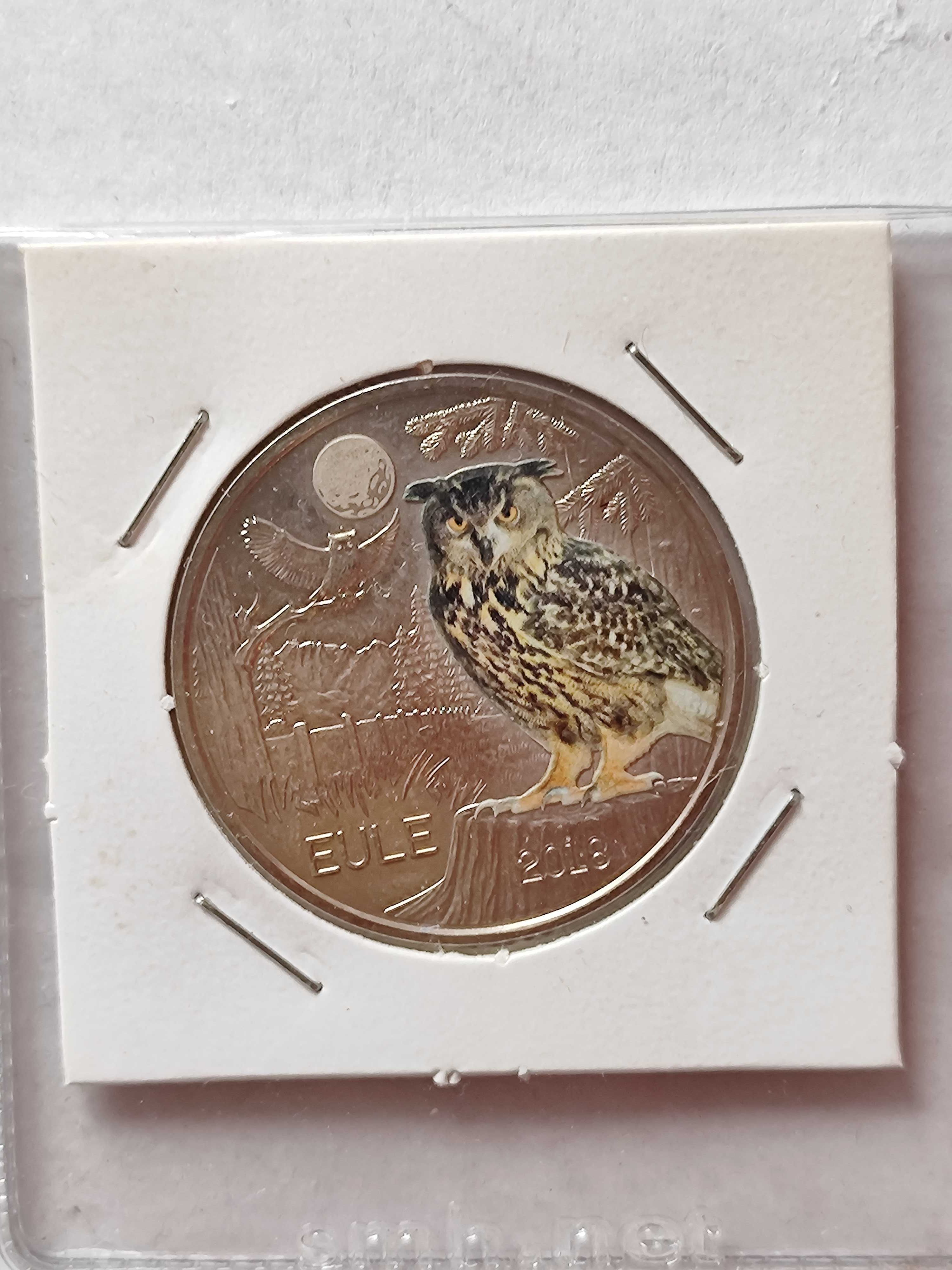Moeda de coleção de 3€ da Áustria - Coruja (brilha no escuro).