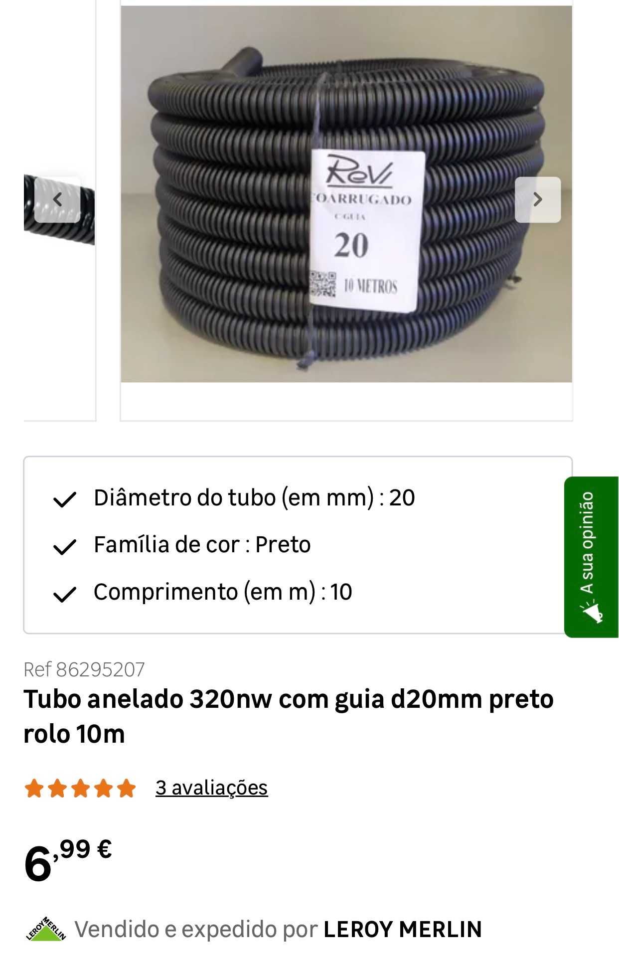 Tubo anelado 320nw com guia d20mm preto