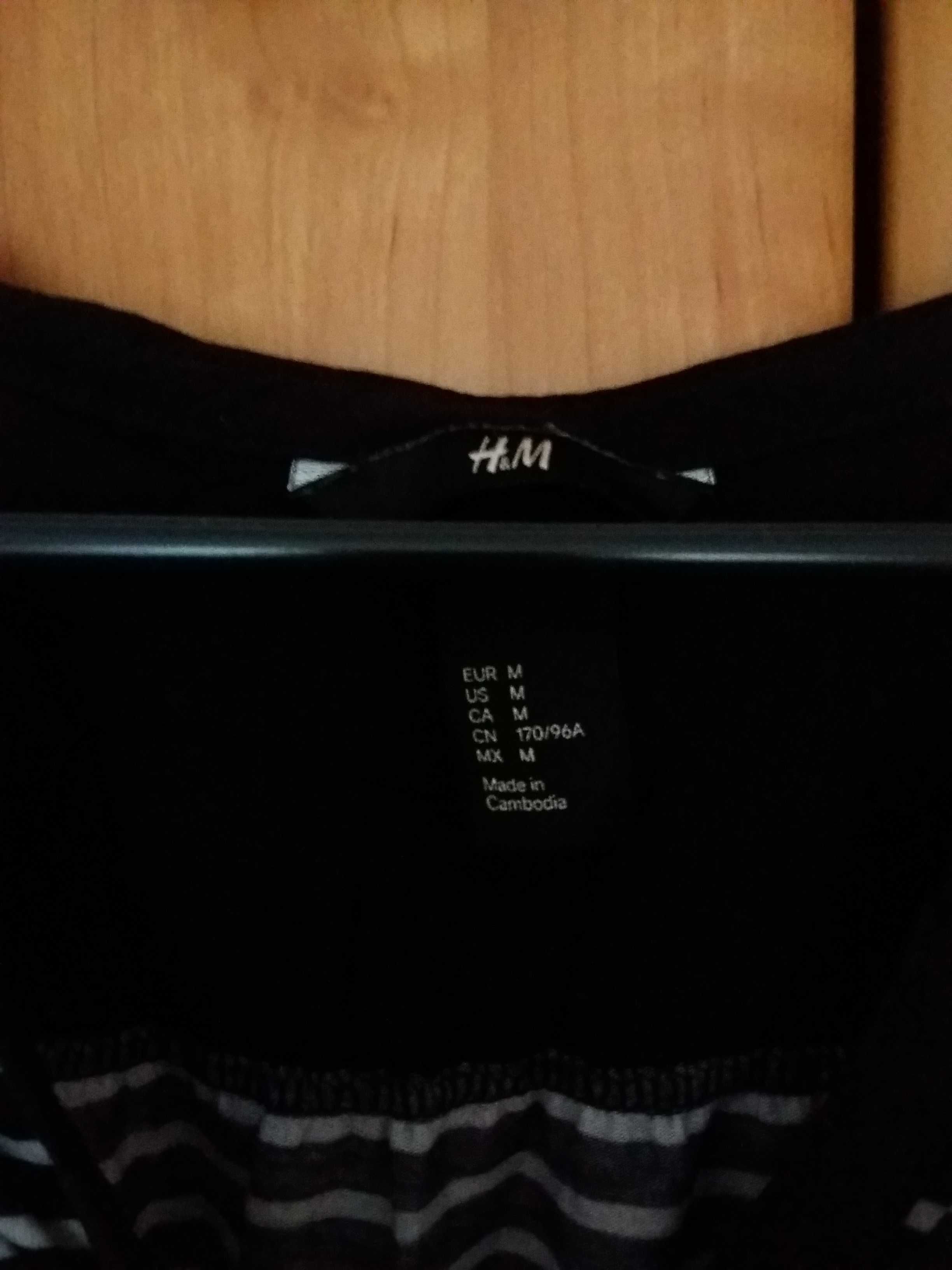 Bluzka H&M czarno-białe paski rękaw 3/4 38 M