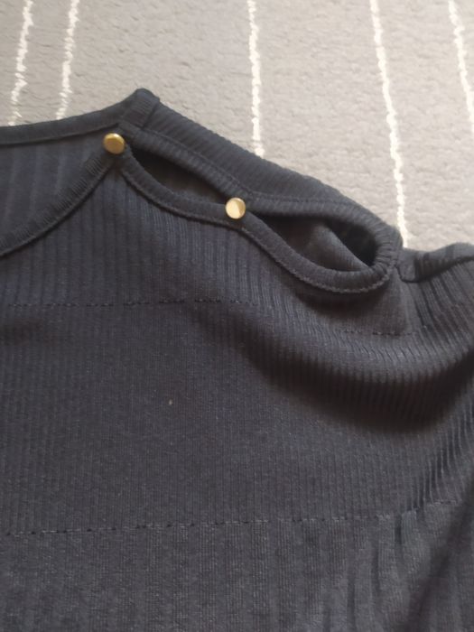 Bluzka czarna oversize z 3/4 rękawem typu prążek jak nowa