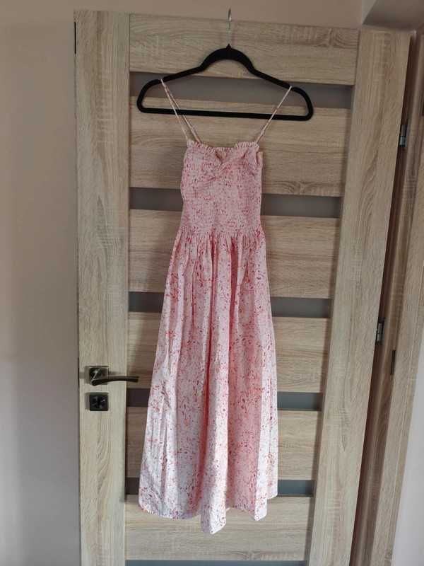 midi śliczna sukienka w kwiatuszki guma na biuście xs H&M