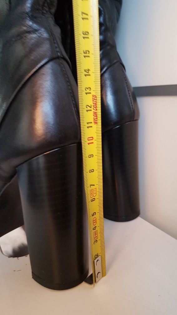 ZARA nowe czarne kozaki za kolano, SKÓRA, r. 35