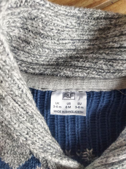 NOWY Ciepły sweter sweterek F&F chłopięcy rozmiar 68 (3-6 mies)