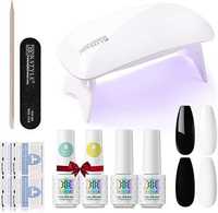 Kit completo de manicure com lâmpada UV LED de 6 W, 2 cores de vernize