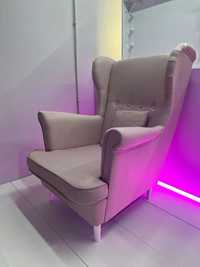 fotel uszak różowy