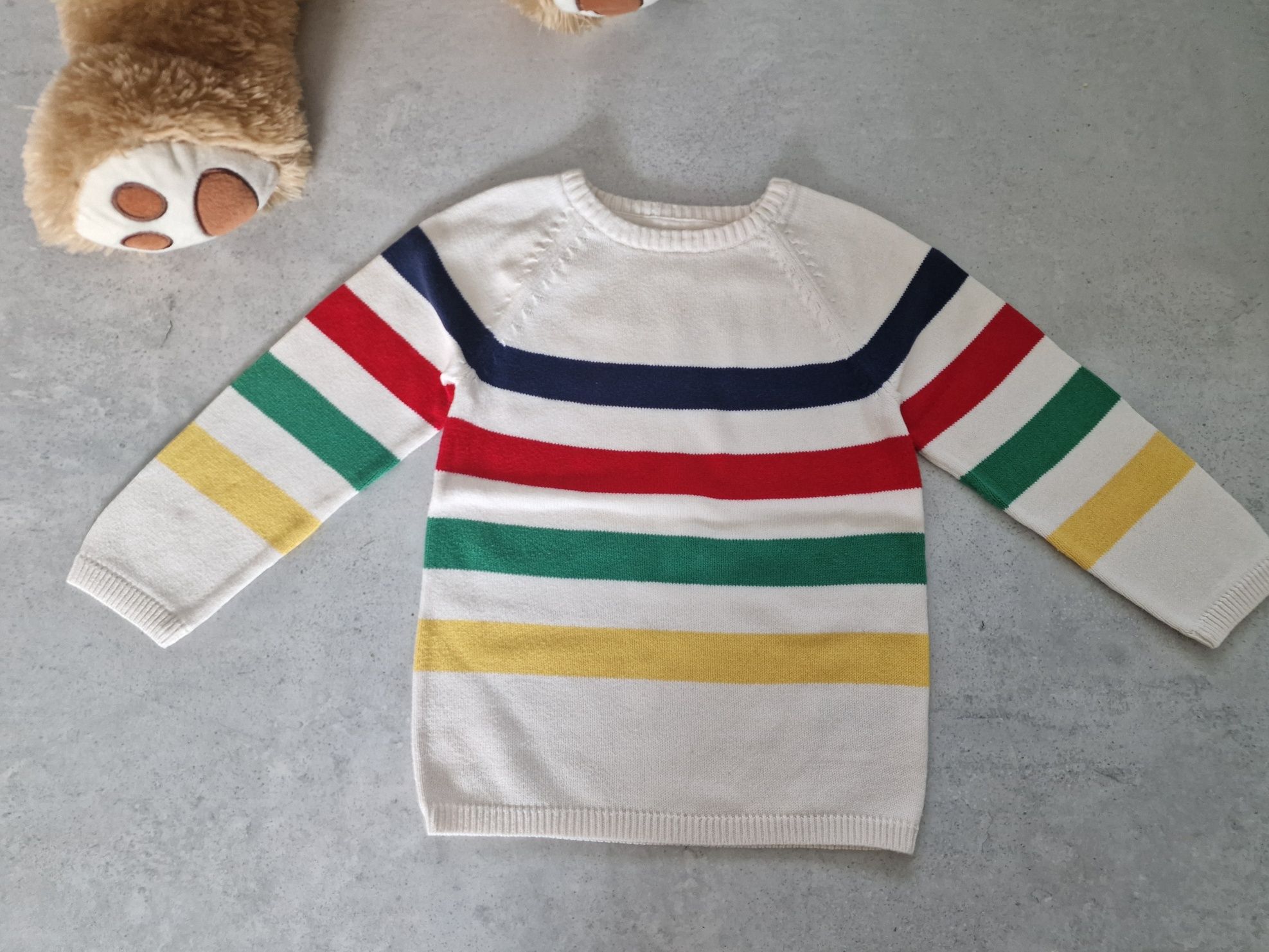 Sweterek H&M 92 jak nowy beżowy z paski Sweter
