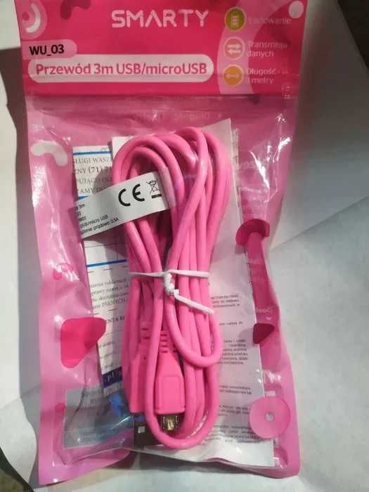 Kabel Micro USB długi  3m zestaw 2 szt