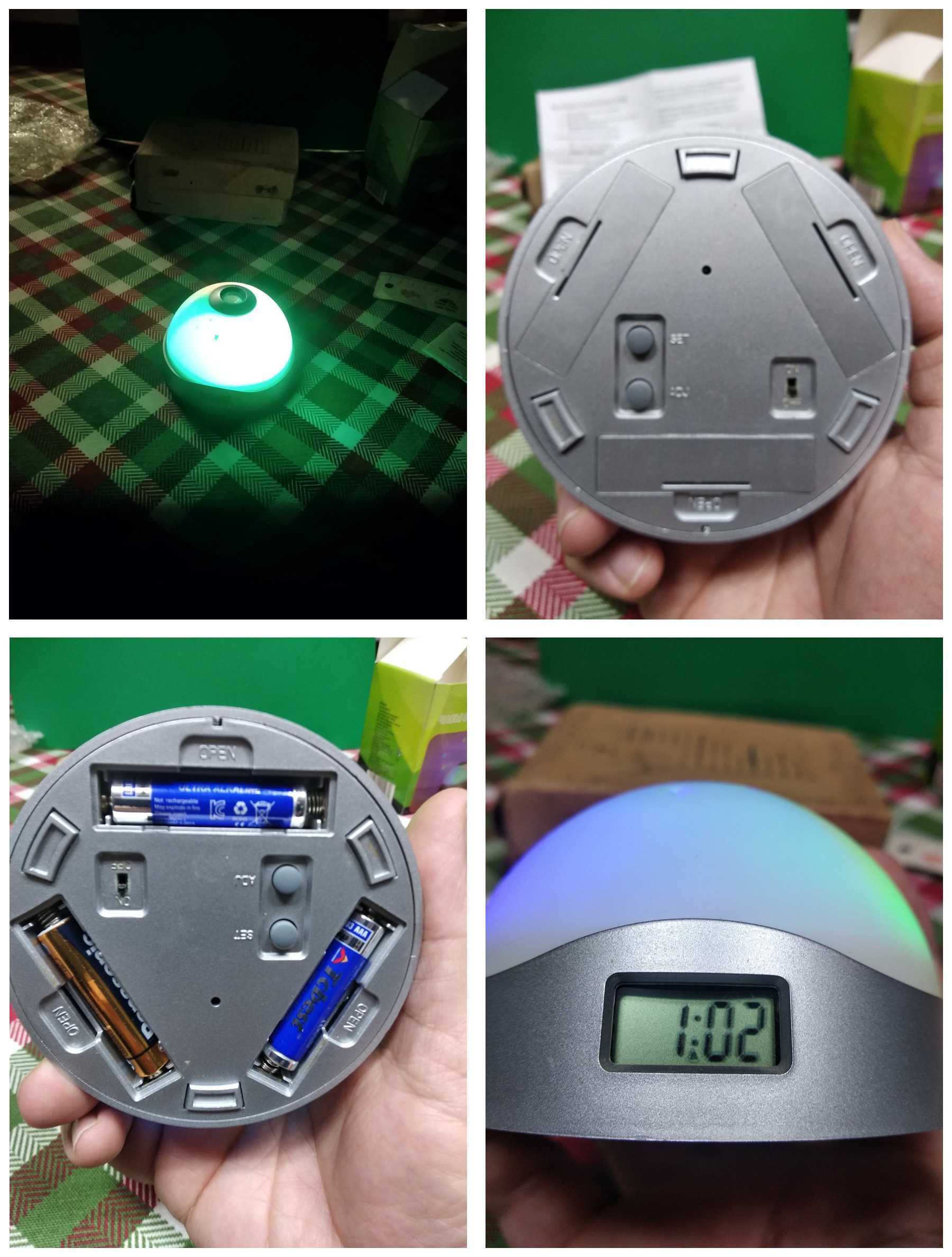 Часы - ночник  настольные проекционные с ночником на батарейках .