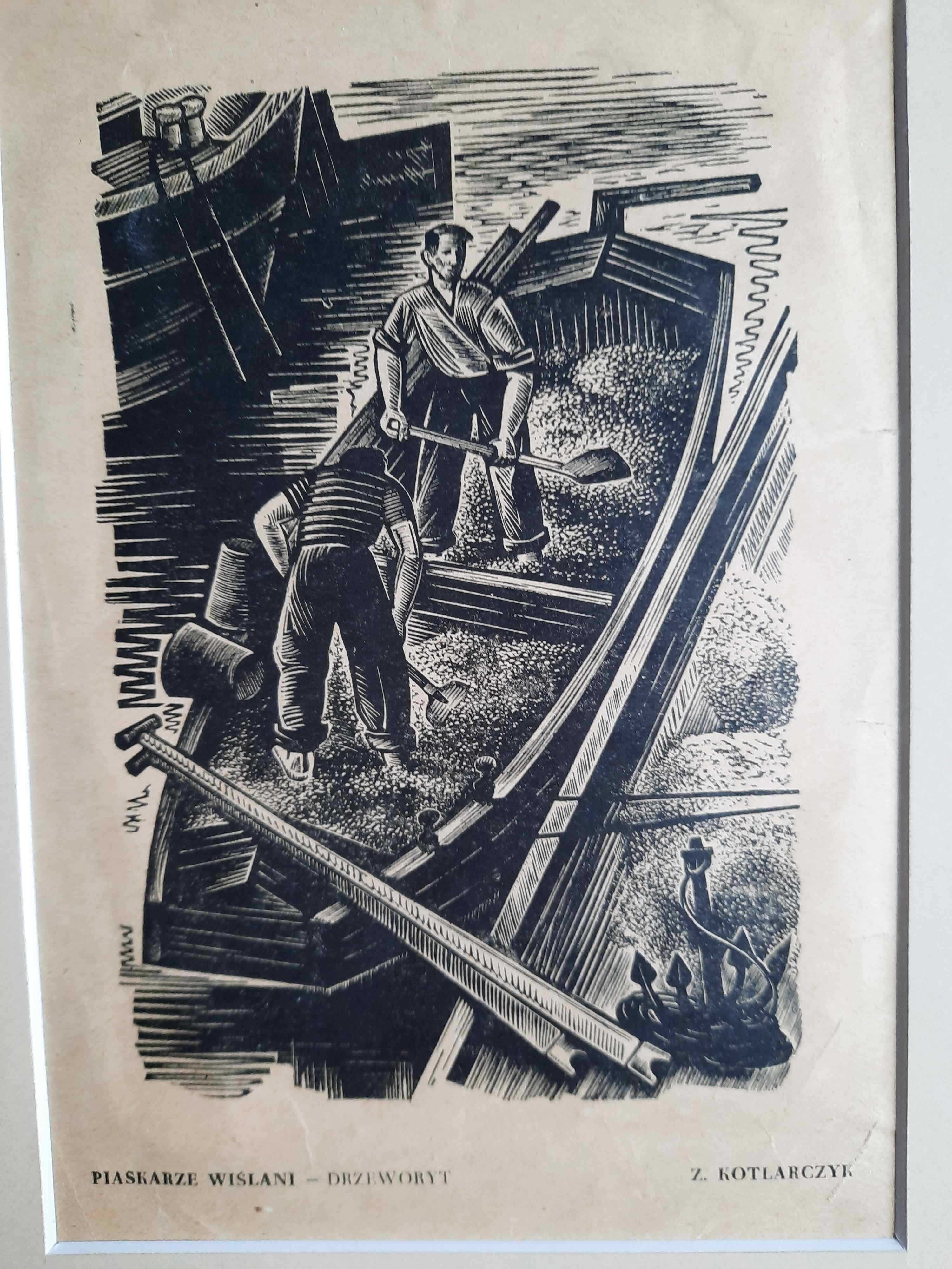 ZYGMUNT KOTLARCZYK Piaskarze wiślani Drzeworyt