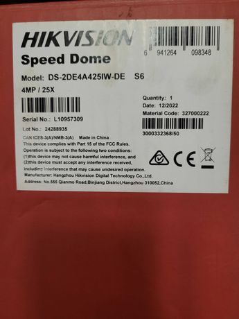 Kamera HIKVISION Speed Dome DS-2DE4A425IW-DE S6