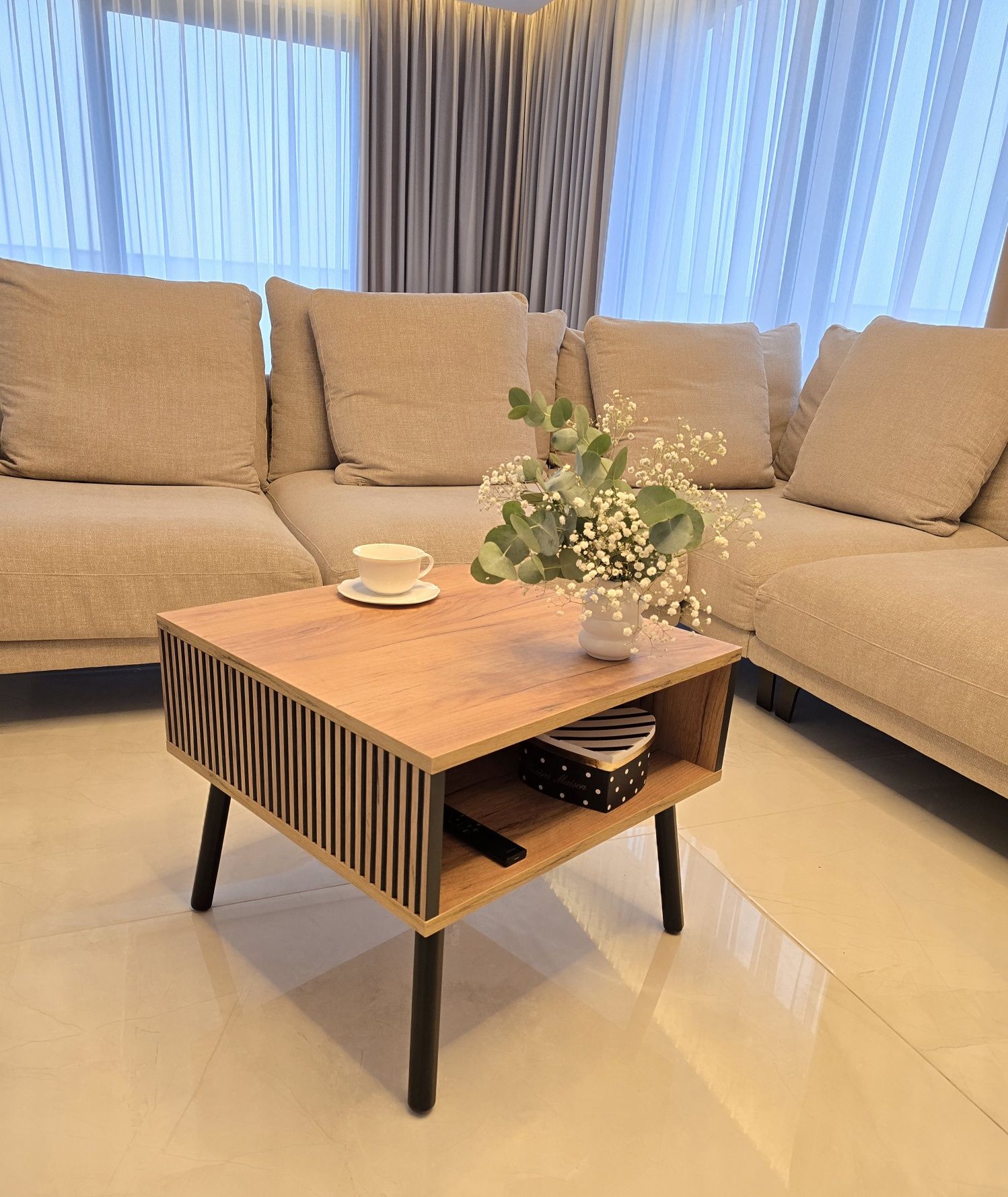 Stolik kawowy modern lamele loft