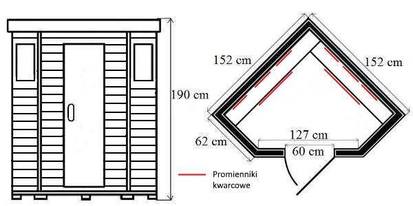 Sauna Infrared Oslo promienniki kwarcowe 4 osobowa