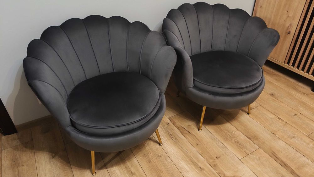 OKAZJA 2 Oryginalne fotele MUSZLA w kolorze szarym