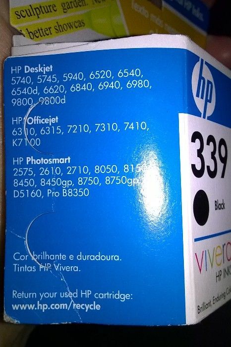 2 tinteiros HP Black 338 e 339 - nas embalagens originais (seladas)