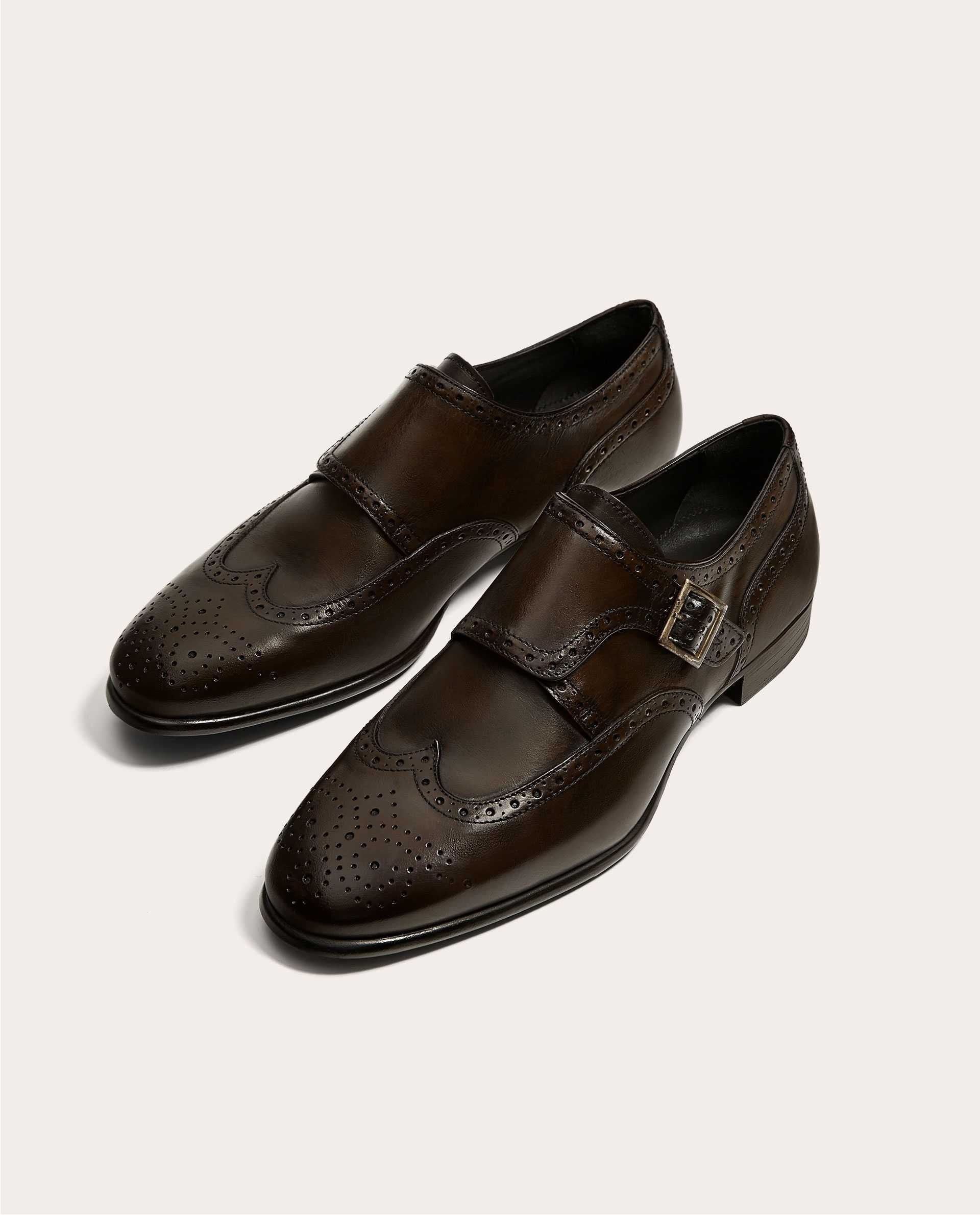 Кожаные Туфли / Монки ZARA MAN с застежками ! EU 42