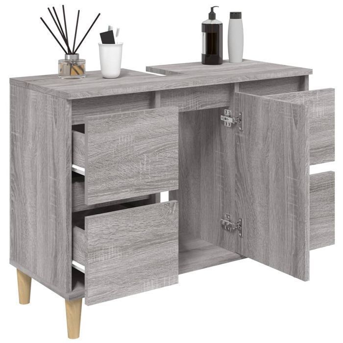 vidaXL Szafka pod umywalkę, szary dąb sonoma, 80x33x60 cm