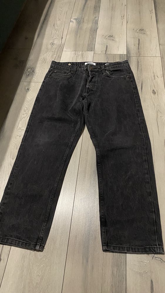 Spodnie fsbn 33/30 loose justin męskie jeansy czarne klasyczne