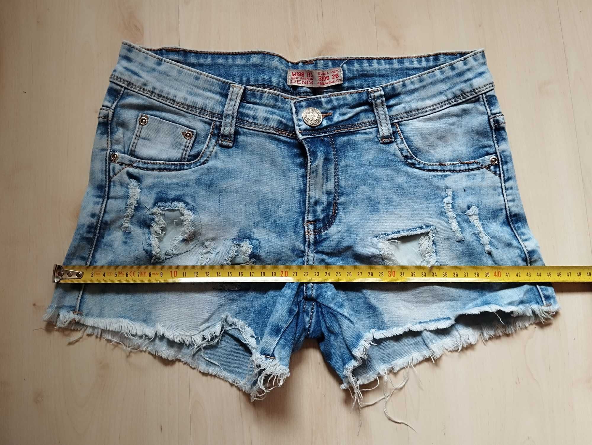 marmurkowe szorty jeansowe postrzępione s z dziurami elastyczne przeci