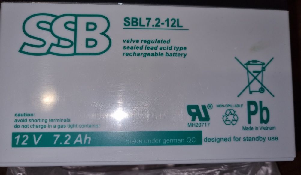 Новий! AGM свинцово-кислотный аккумулятор SSB SBL 7,2-12L (12V 7.2Ah)