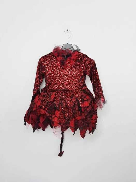 Sukienka tutu z cekinami przebranie diablica ogień 116 cm. GH065