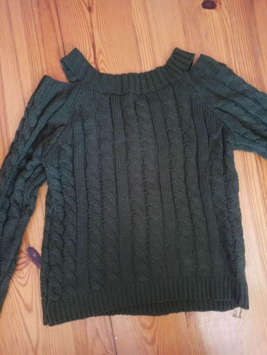 Sweter damski ciemnozielony