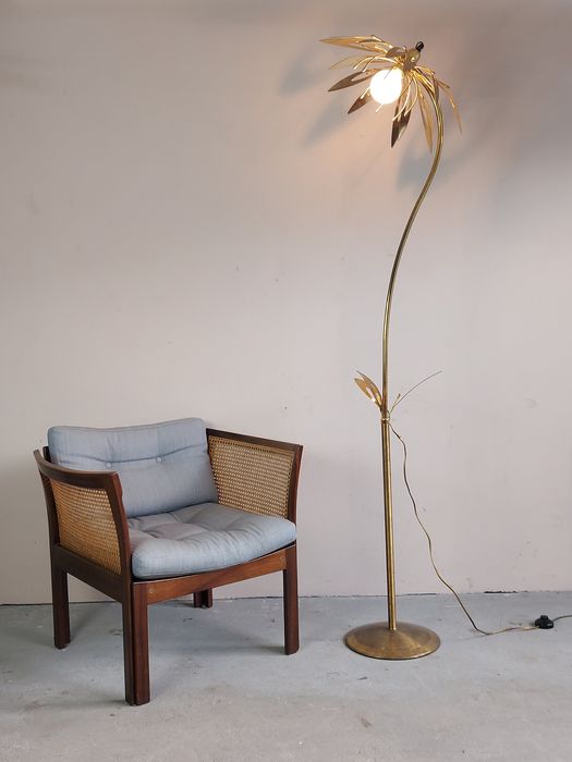 Duza Lampa Podlogowa Mid Century Mosiadz Lata 60 Włochy Design Milano