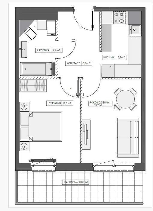 2-pokojowe mieszkanie 39,18 m² – Górka Narodowa, Prądnik Biały, Kraków