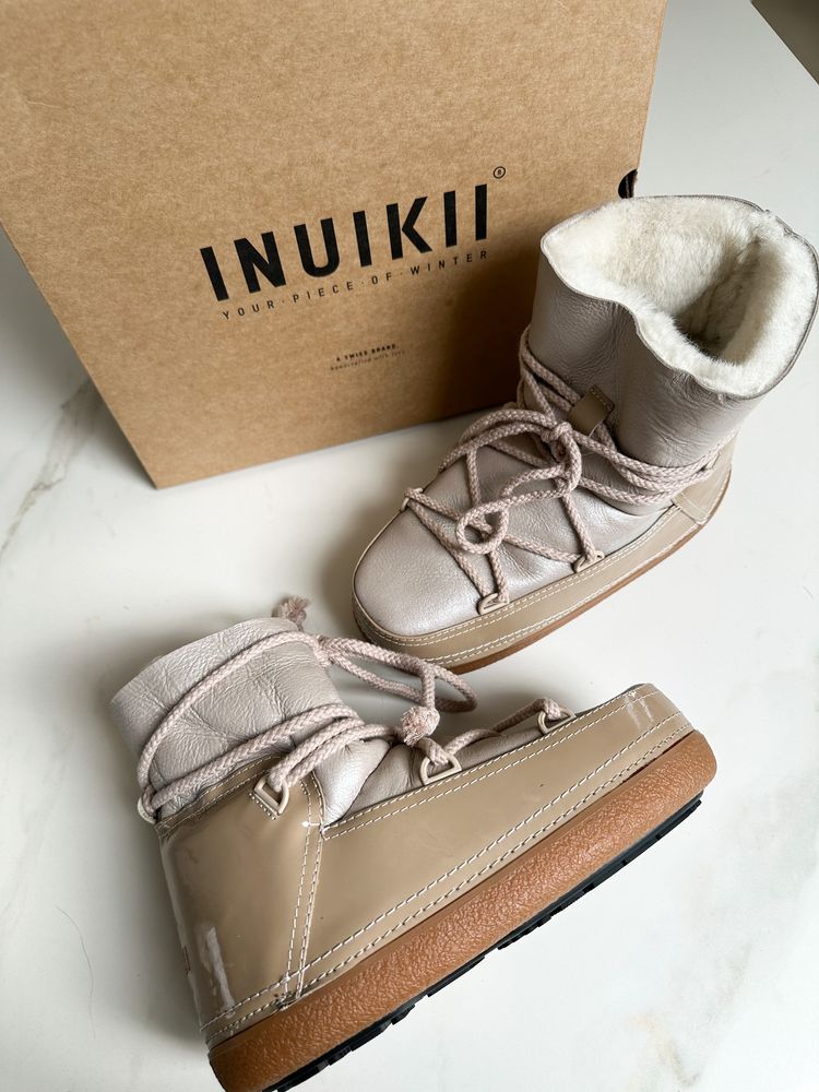 Beżowe buty śniegowce Inuikii Gloss Low begie rozmiar 37