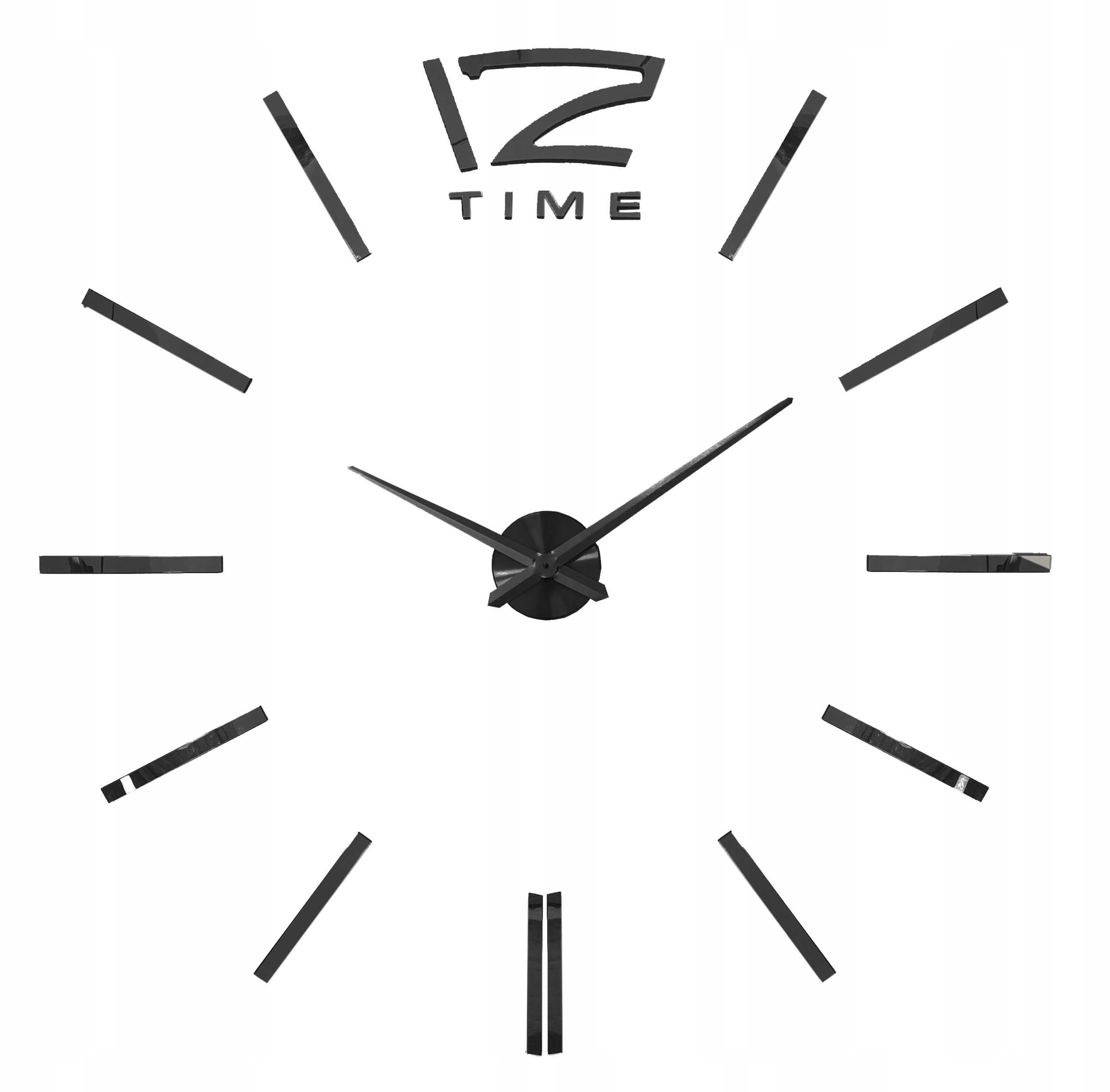 Zegar ścienny czarny lustrzany naklejany 3D 80-130c m